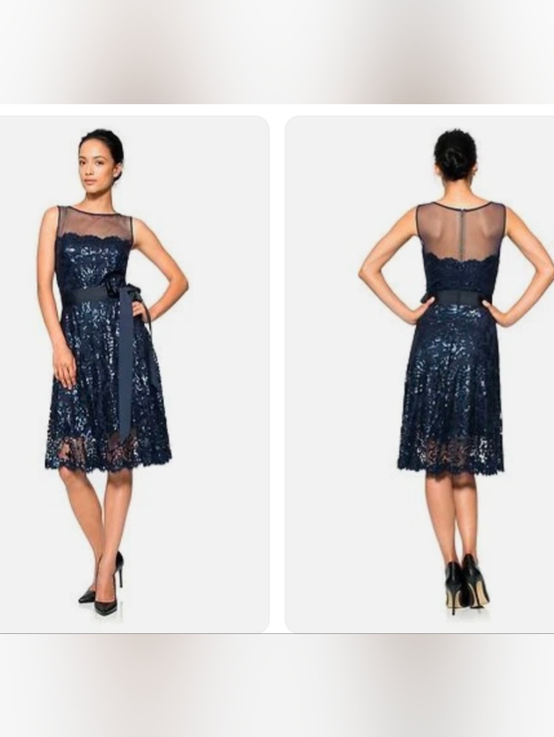 Tadashi Shoji Illusion Yoke Embroidered Sequin Lace Cocktail Dress